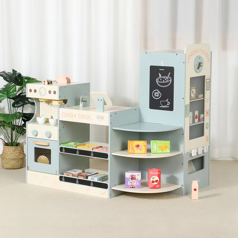 Kids Toys Store - Kids Wooden Grocery Store Play Set