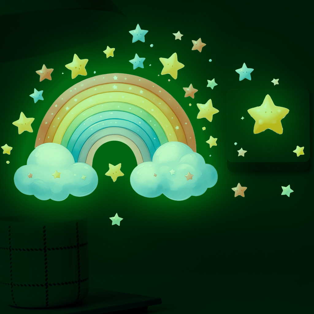 Glow In Dark Stars - Cartoon Rainbow Luminous Wall Stickers Glow