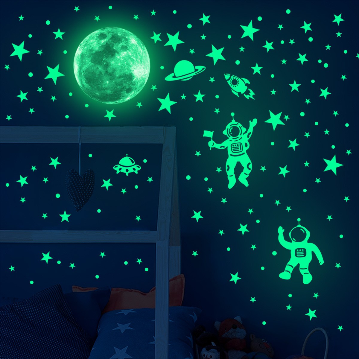 Glow In Dark Stars - Luminous Moon Stars Wall Stickers for