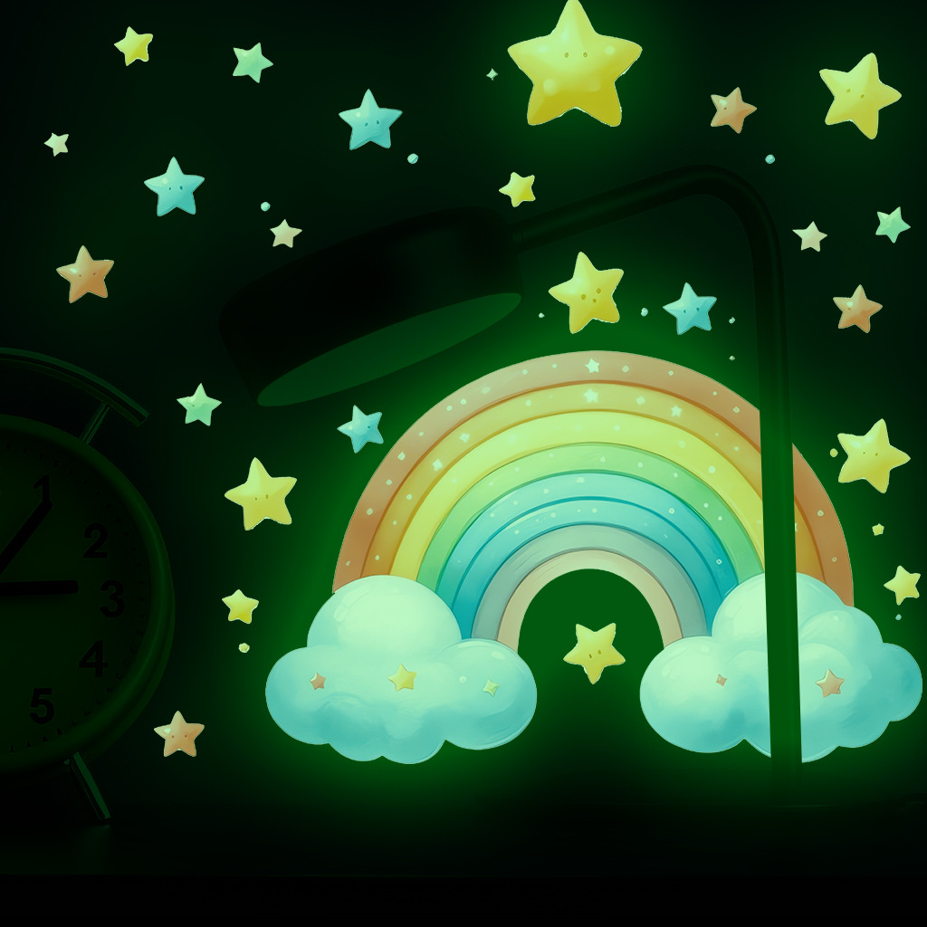 Cartoon Rainbow Luminous Wall  - Glow In Dark Stars recension och pris