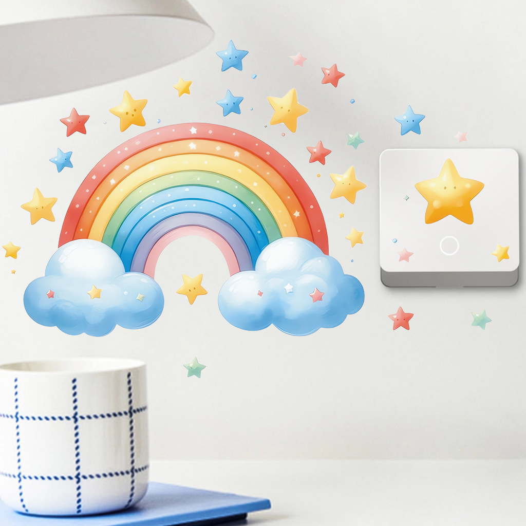 Cartoon Rainbow Luminous Wall  - Glow In Dark Stars recension och pris