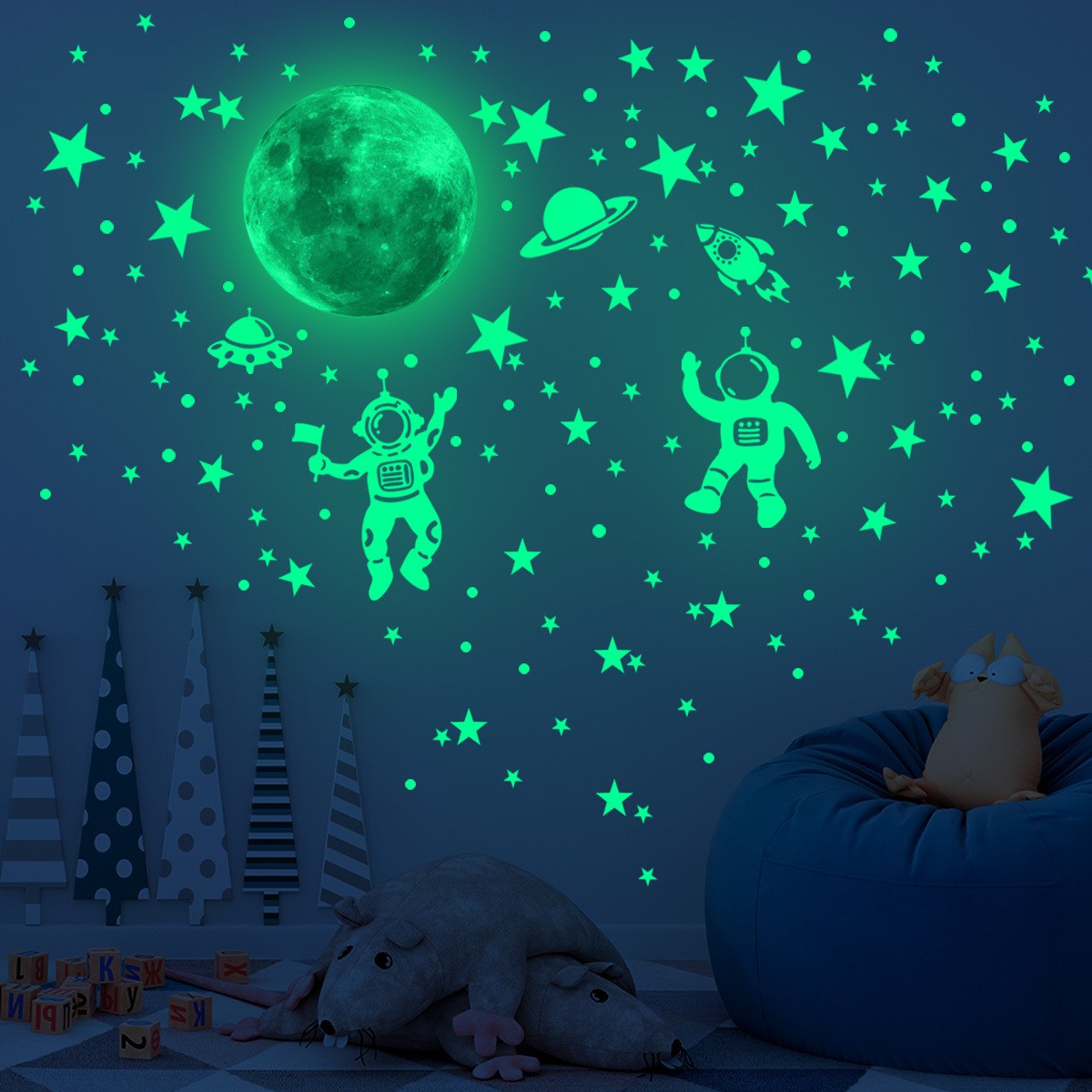 Luminous Moon Stars Wall Stick - Glow In Dark Stars recension och pris